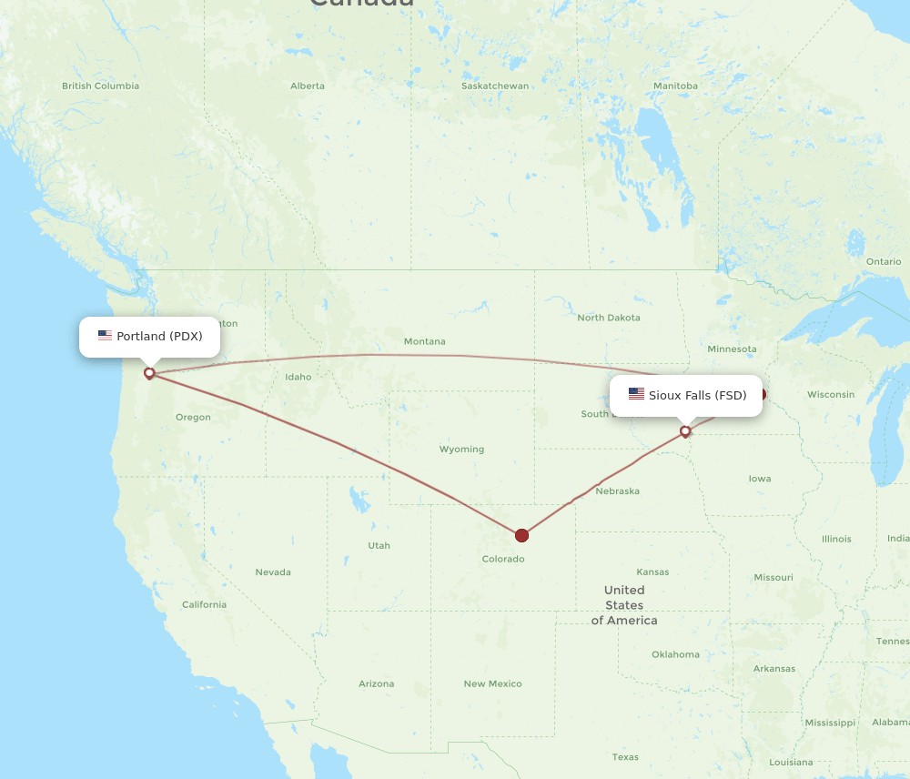 FSD-PDX flight routes