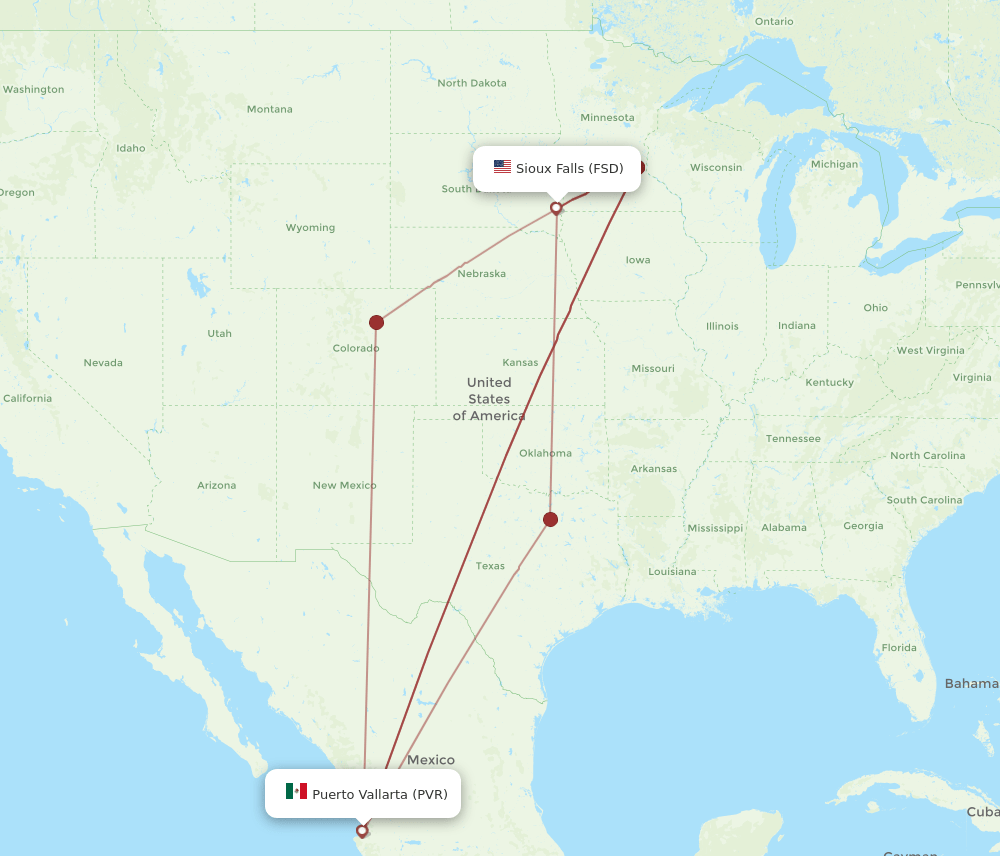 FSD-PVR flight routes