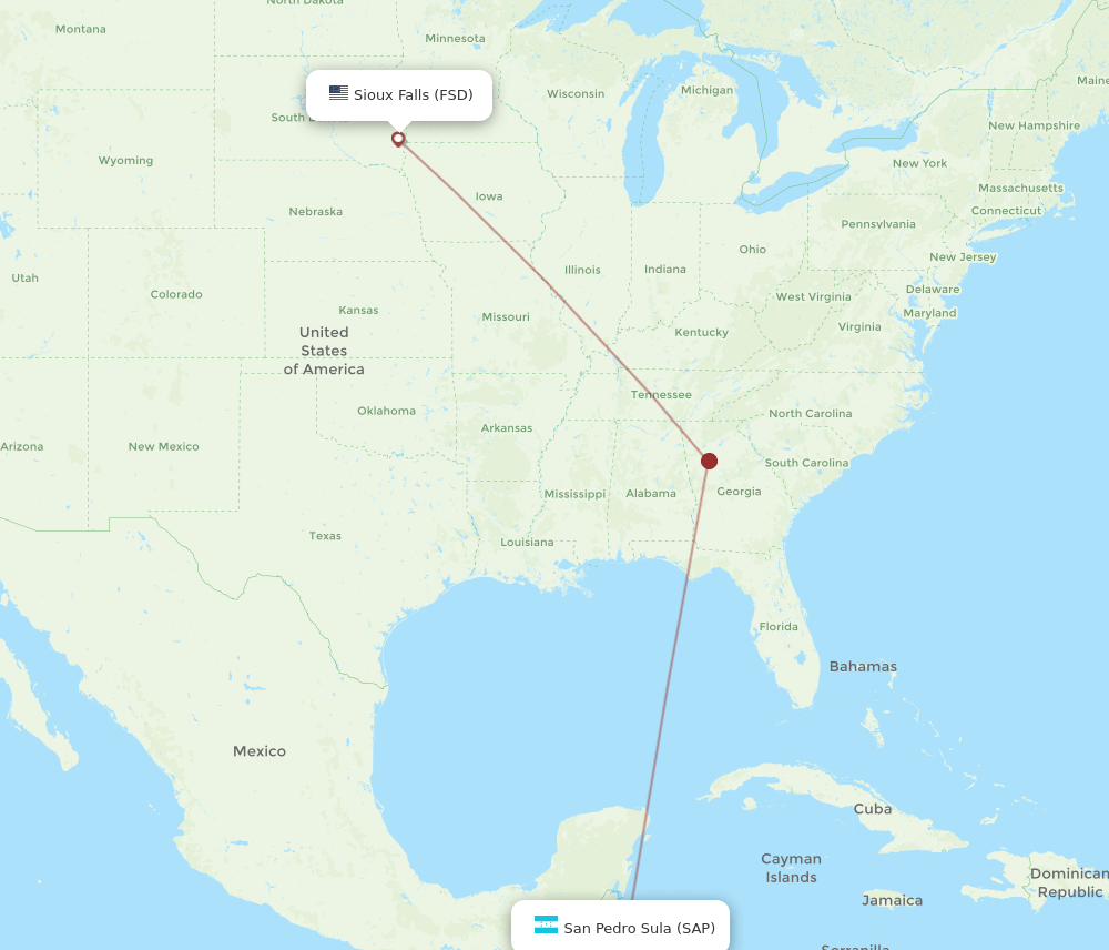 FSD-SAP flight routes