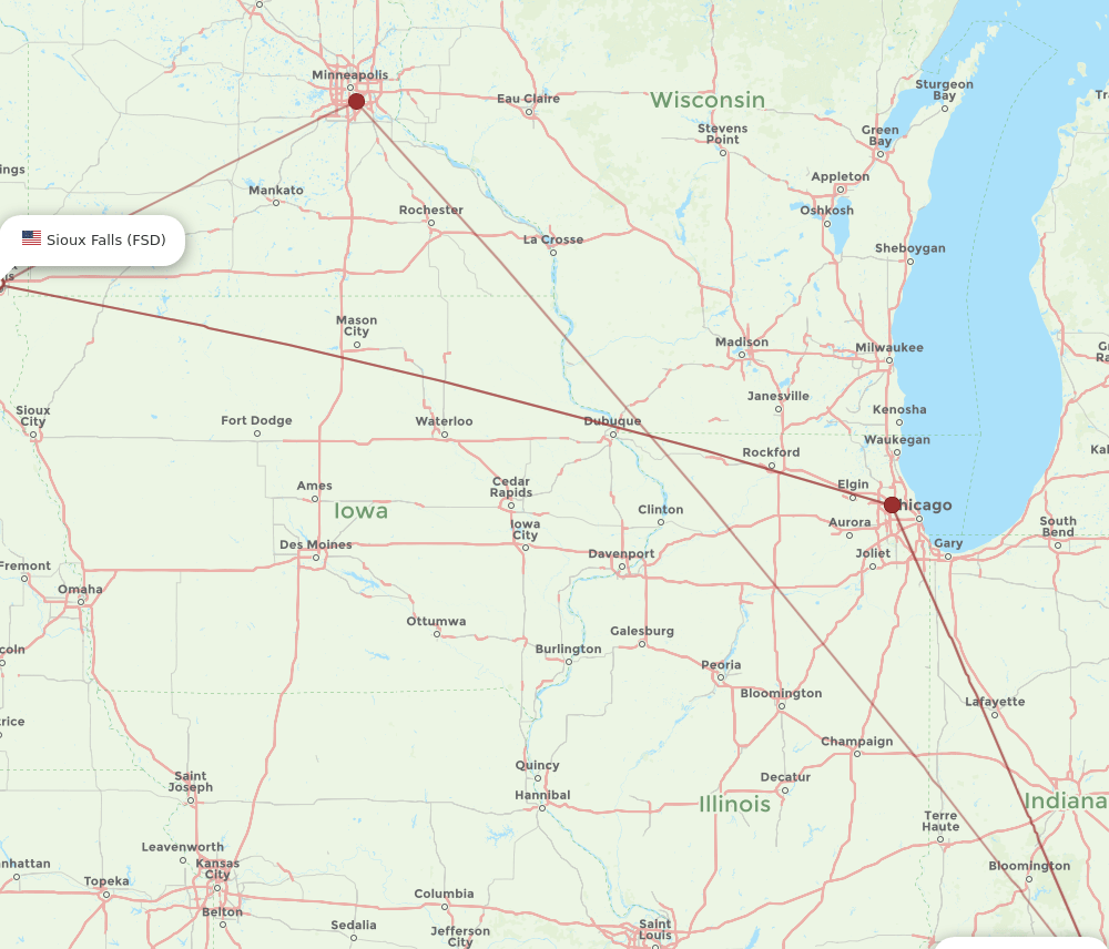 FSD-SDF flight routes