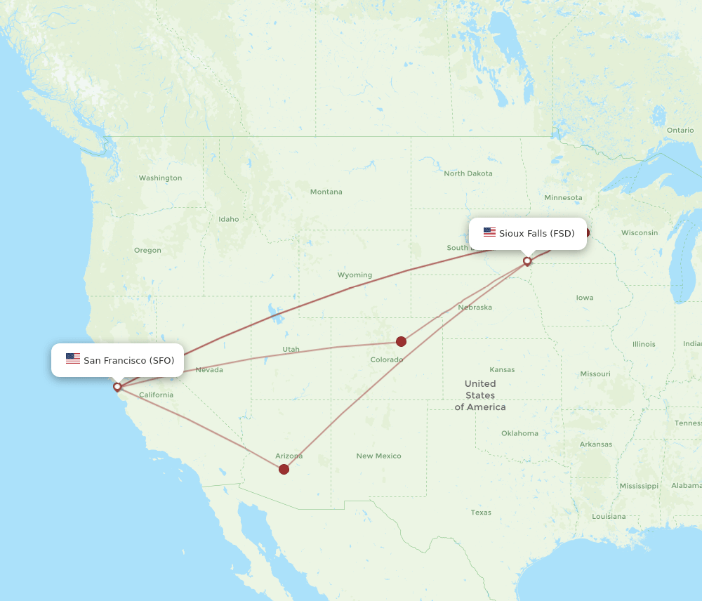 FSD-SFO flight routes