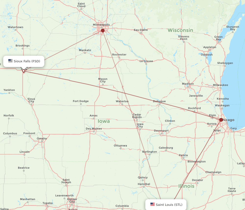 FSD-STL flight routes