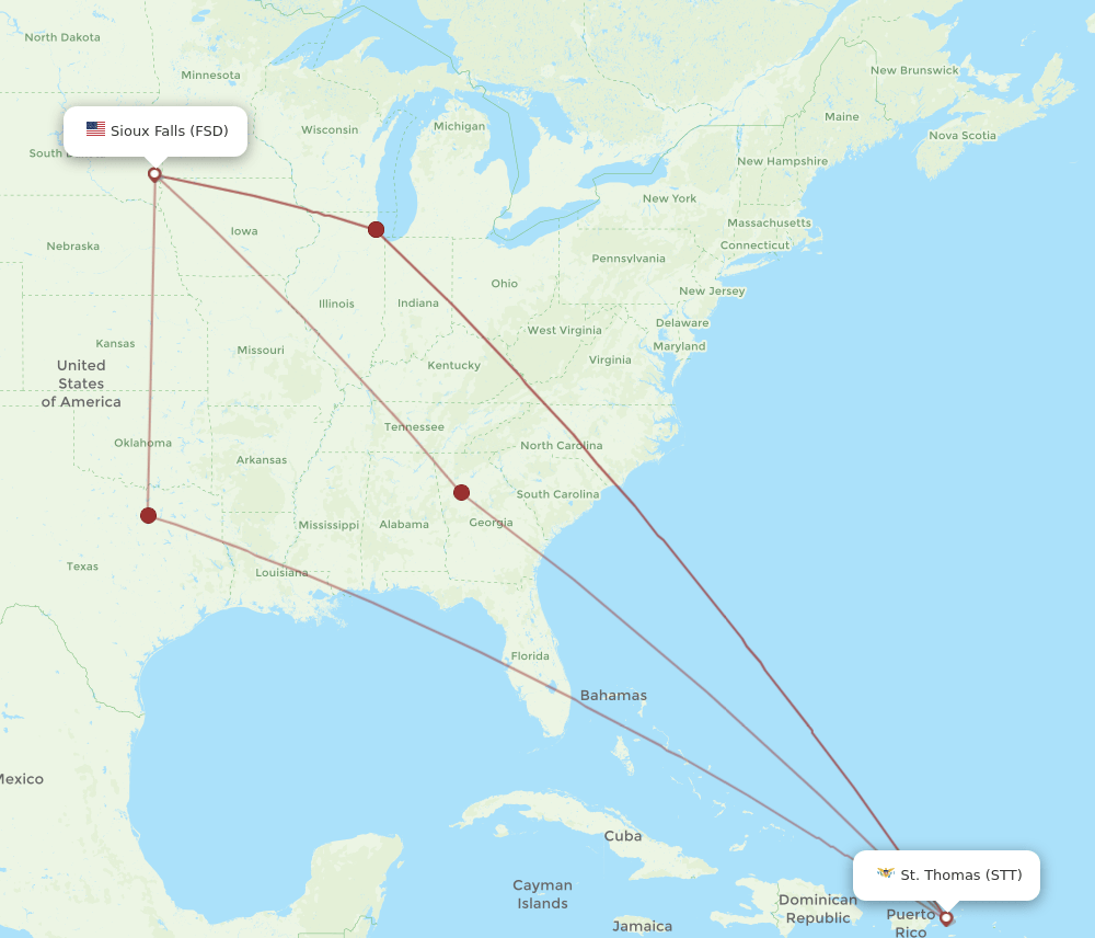 FSD-STT flight routes