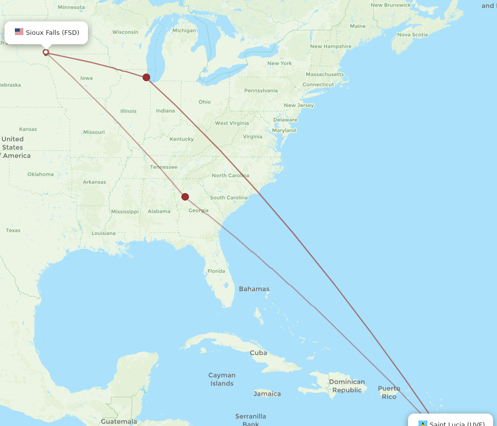 FSD-UVF flight routes