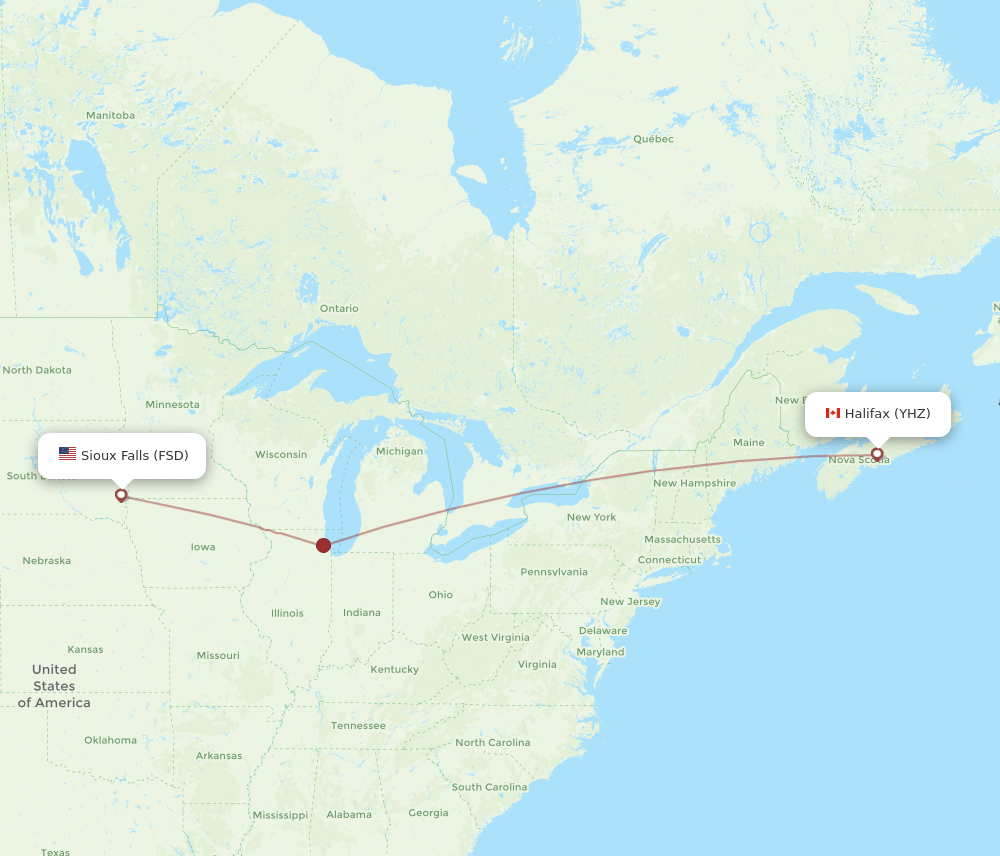 FSD-YHZ flight routes