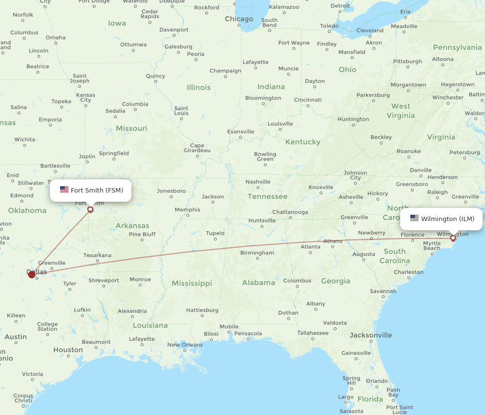 FSM-ILM flight routes