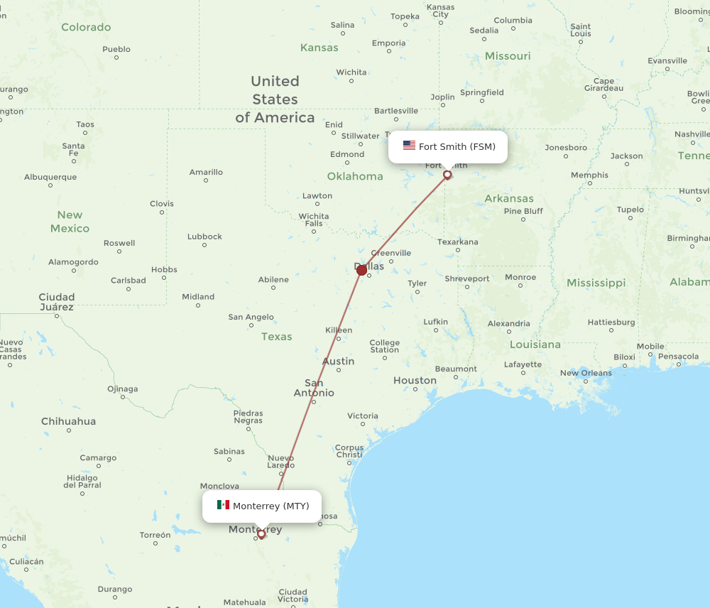 FSM-MTY flight routes