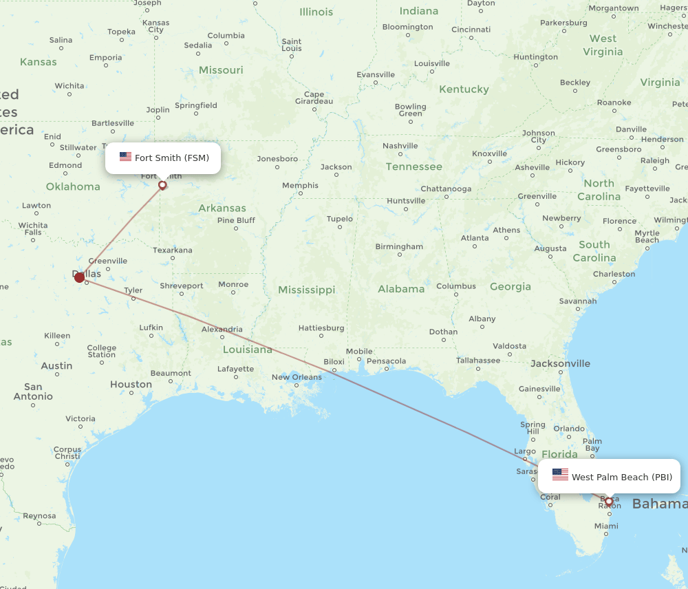 FSM-PBI flight routes
