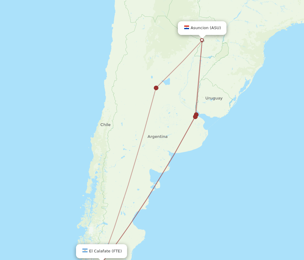 FTE-ASU flight routes
