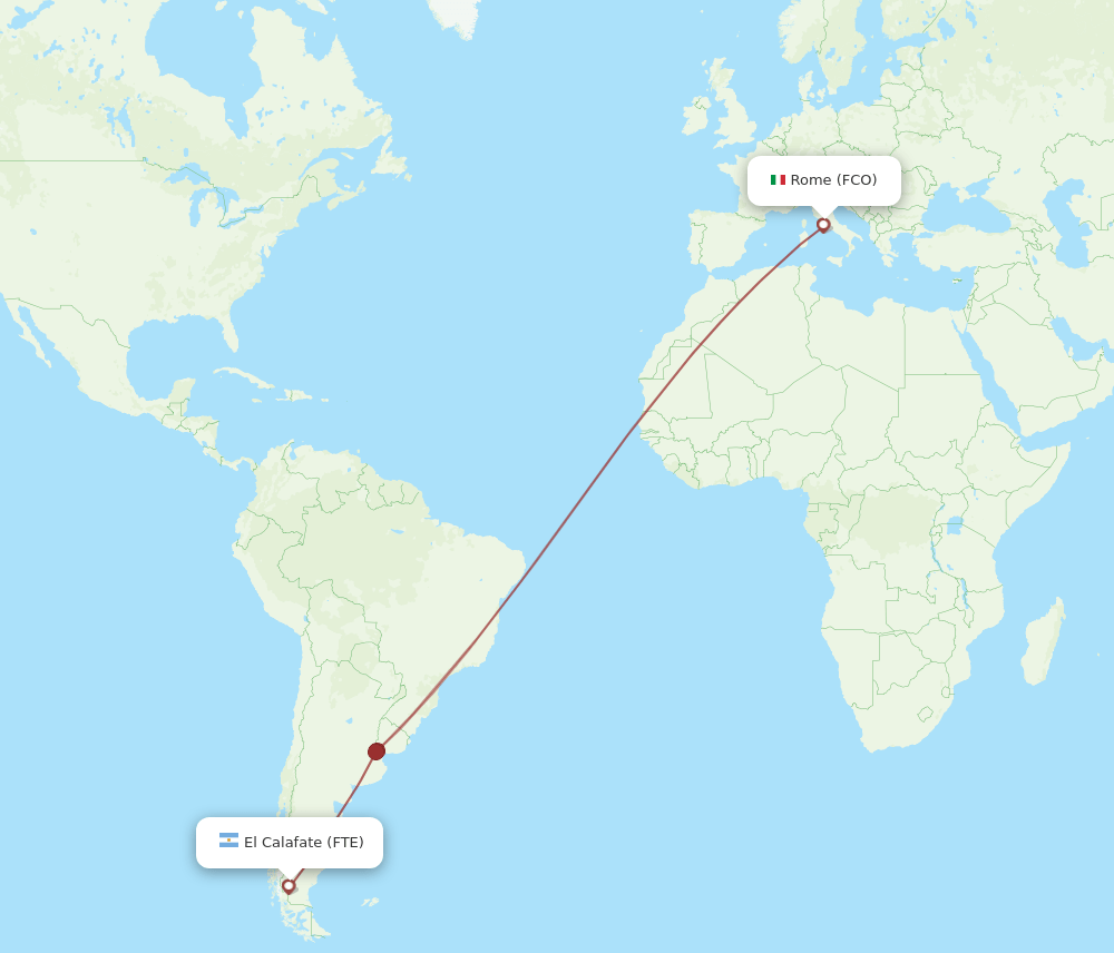 FTE to FCO flights and routes map