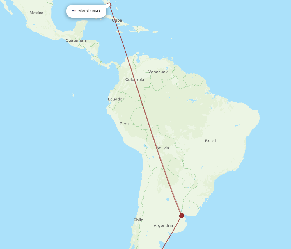 FTE-MIA flight routes