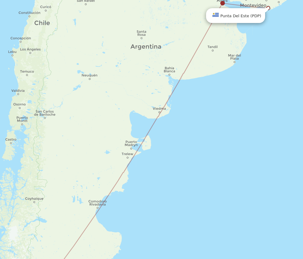 FTE to PDP flights and routes map