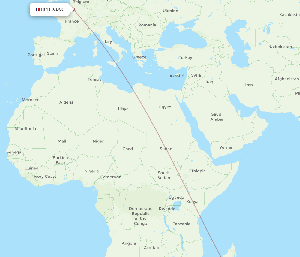 FTU-CDG flight routes