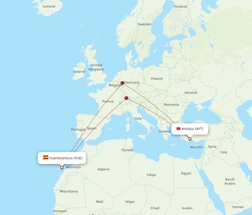 FUE-AYT flight routes