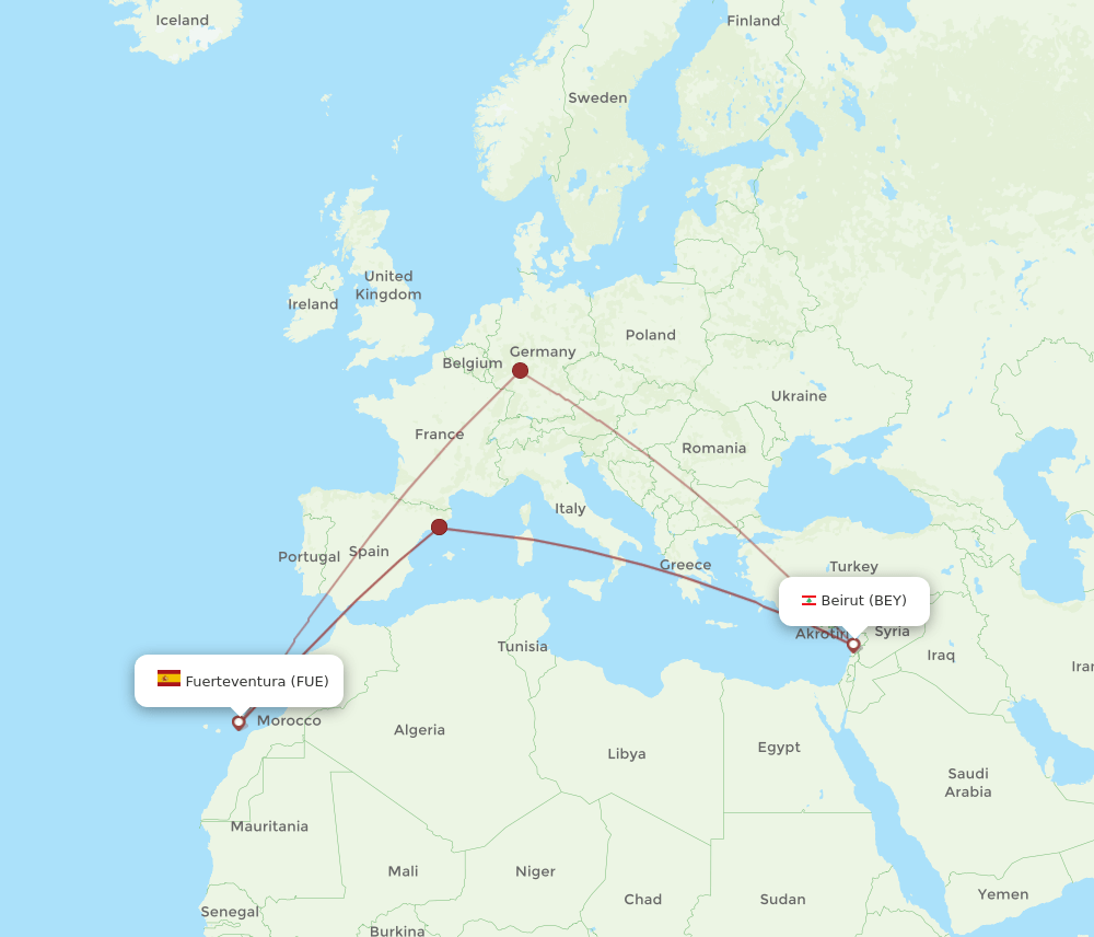 FUE-BEY flight routes