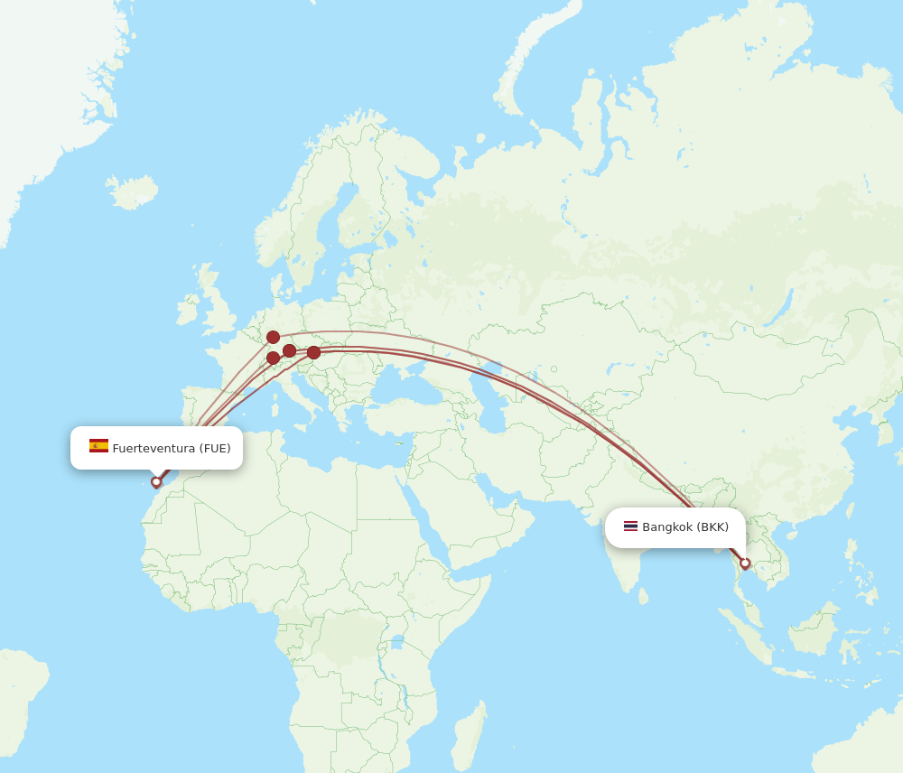 FUE-BKK flight routes