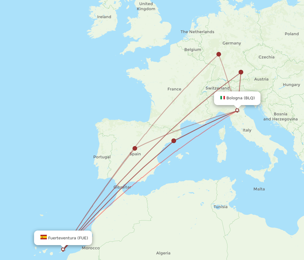 FUE-BLQ flight routes