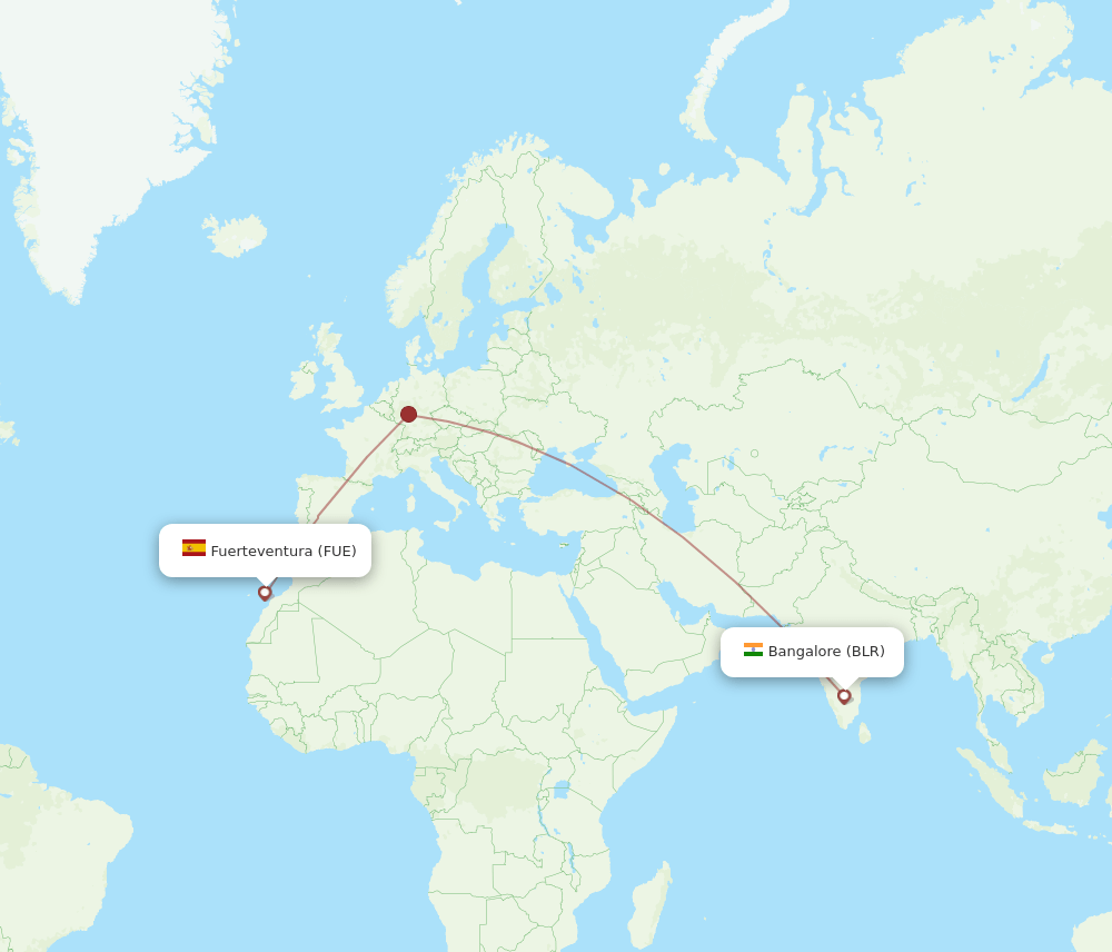 FUE-BLR flight routes