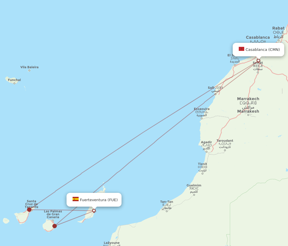 FUE-CMN flight routes