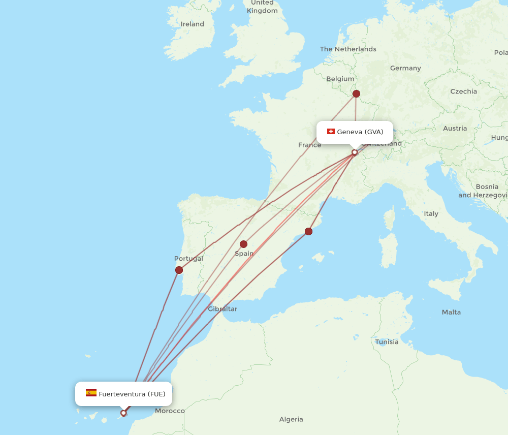 FUE-GVA flight routes