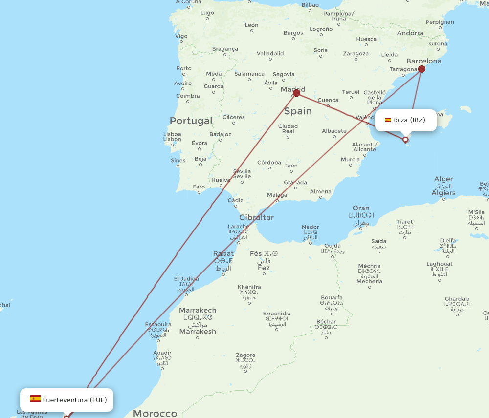 FUE-IBZ flight routes