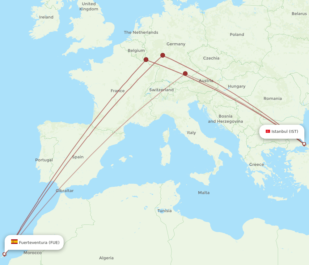 FUE-IST flight routes