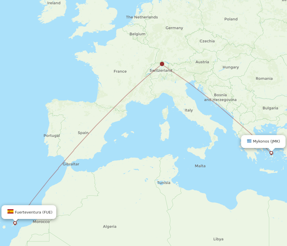 FUE-JMK flight routes