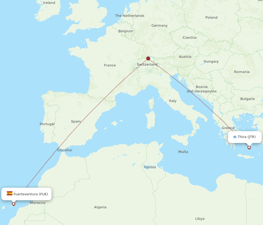 FUE-JTR flight routes