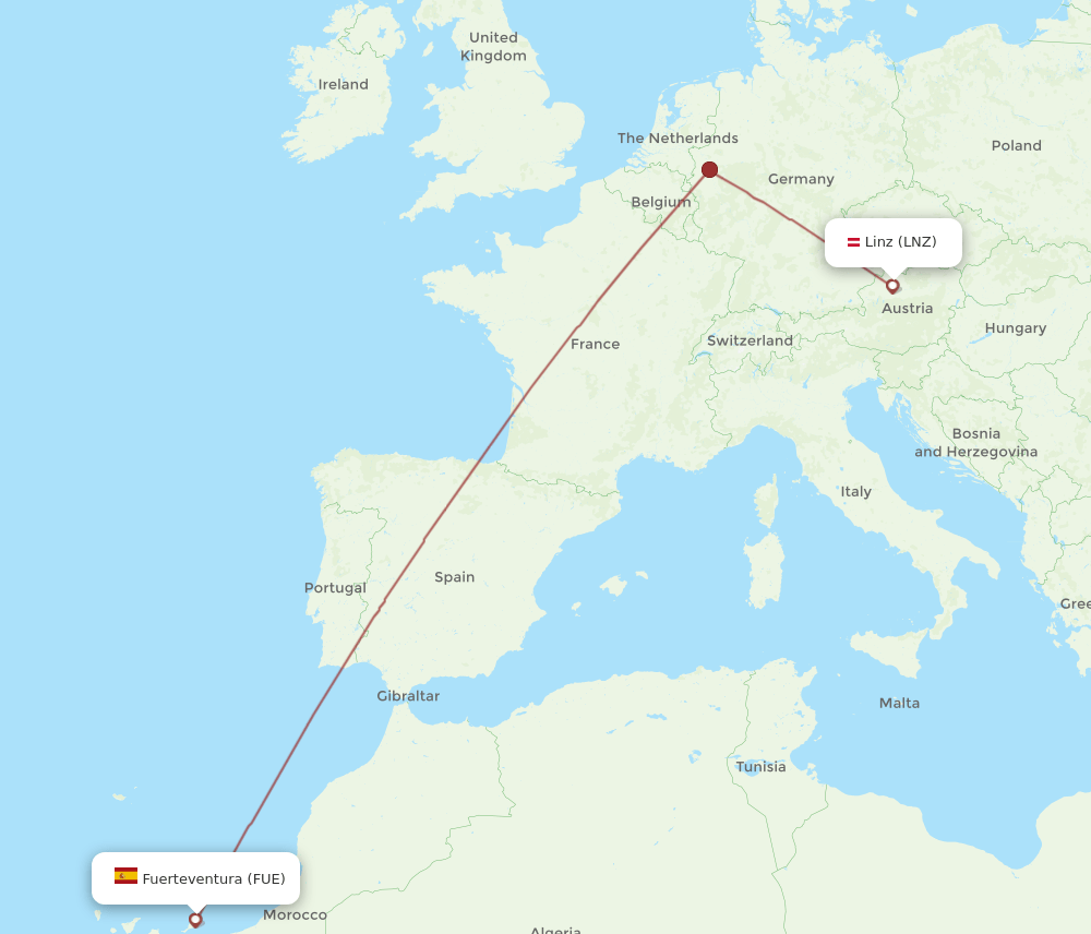 FUE-LNZ flight routes