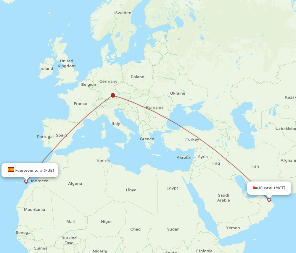 FUE-MCT flight routes
