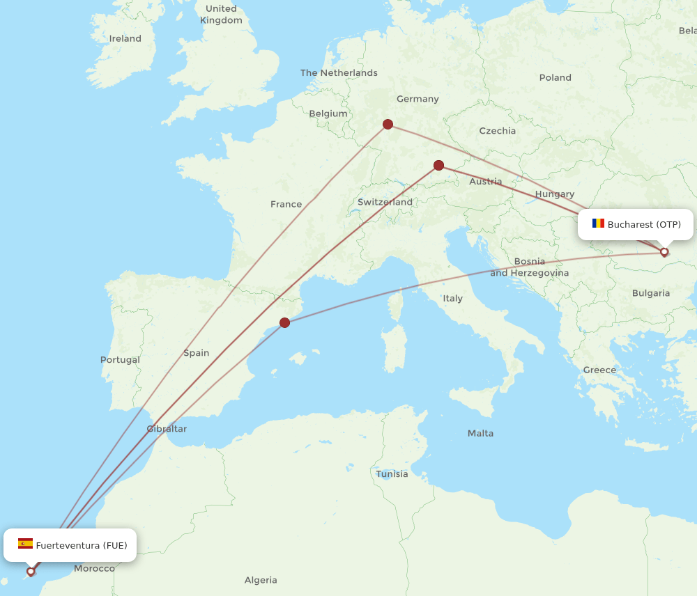 FUE-OTP flight routes