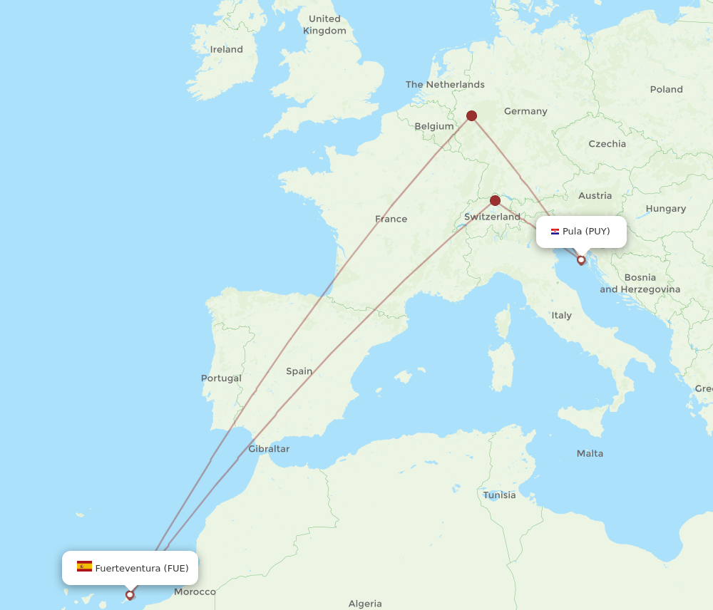 FUE-PUY flight routes