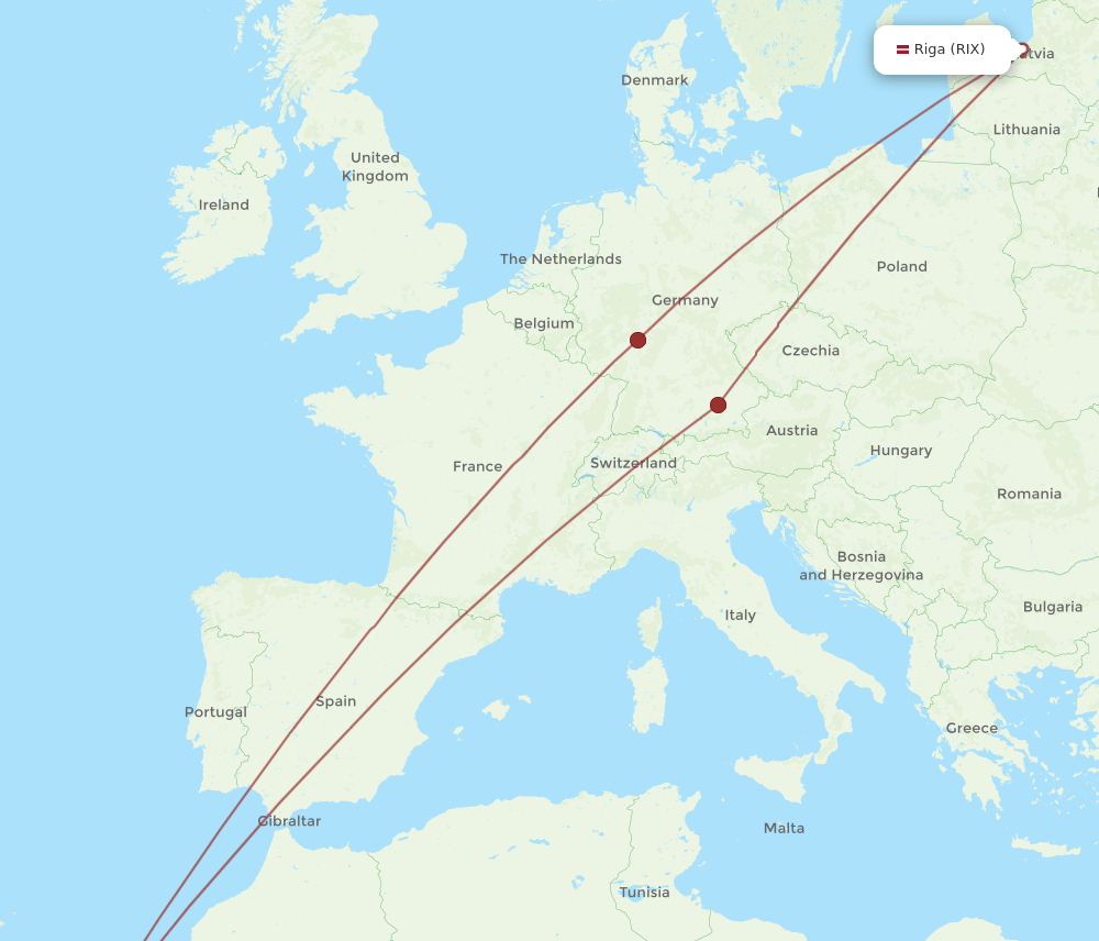 FUE-RIX flight routes