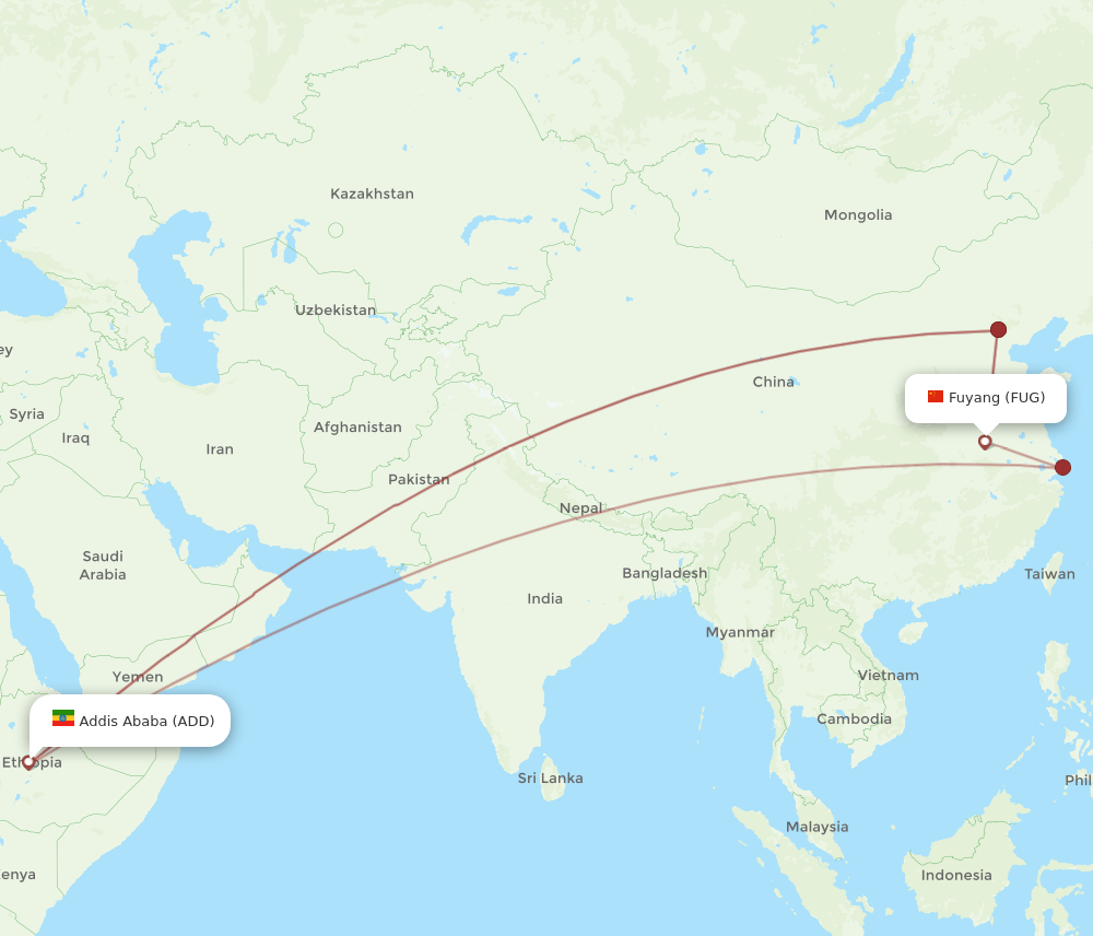 FUG-ADD flight routes