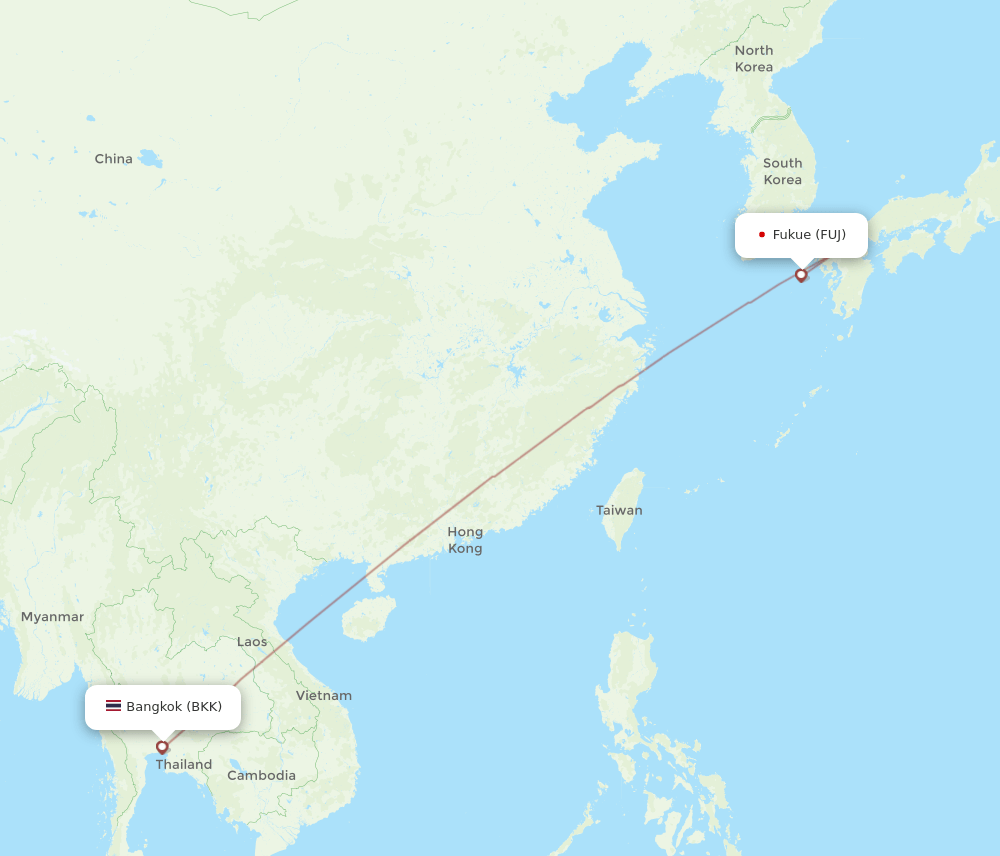 BKK to FUJ flights and routes map