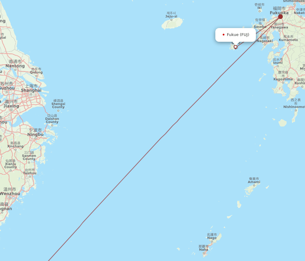 Taipei - Fukue route map and flight paths