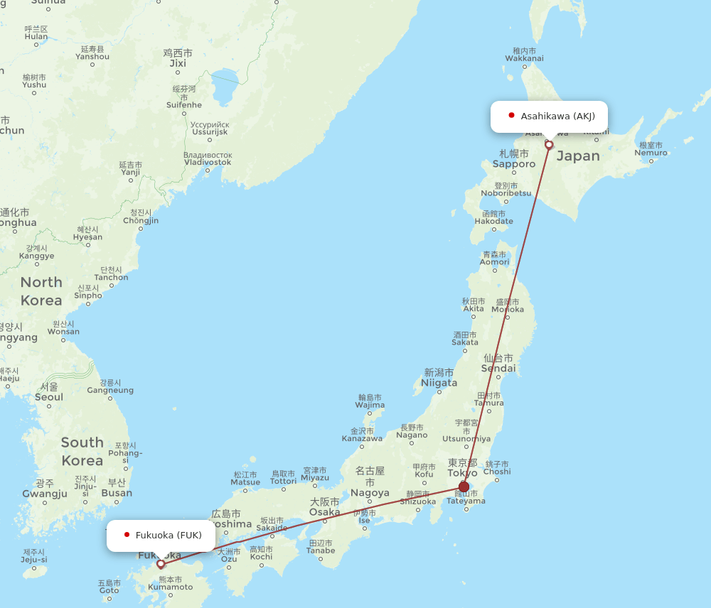FUK-AKJ flight routes