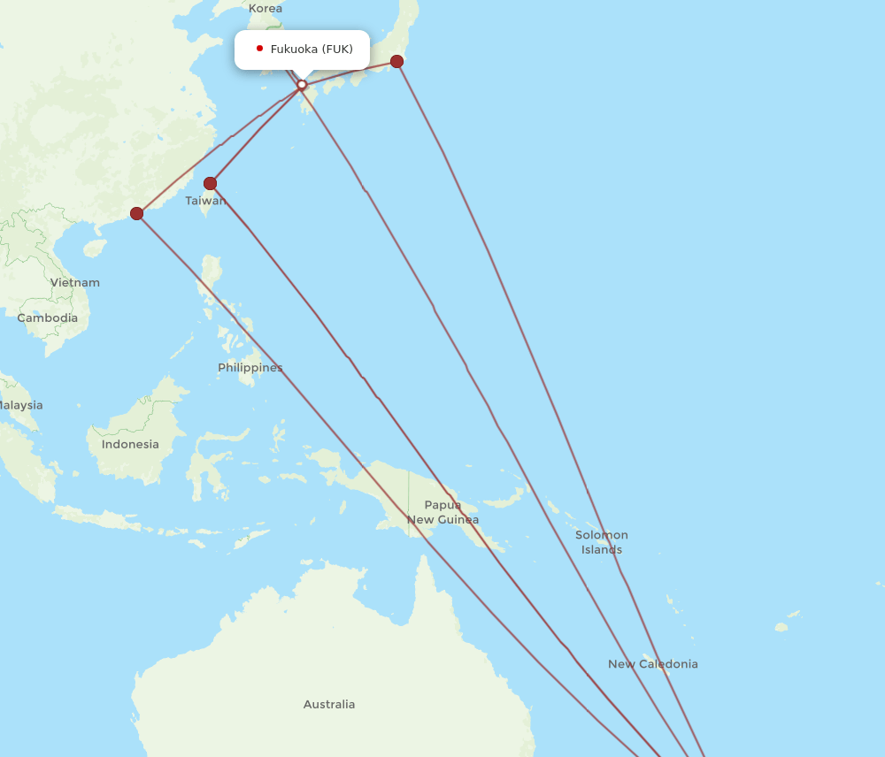 FUK-AKL flight routes