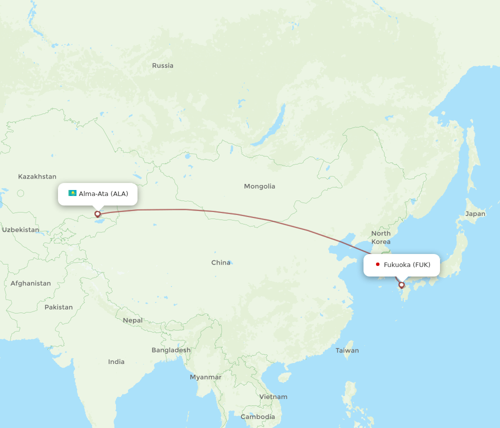 FUK-ALA flight routes