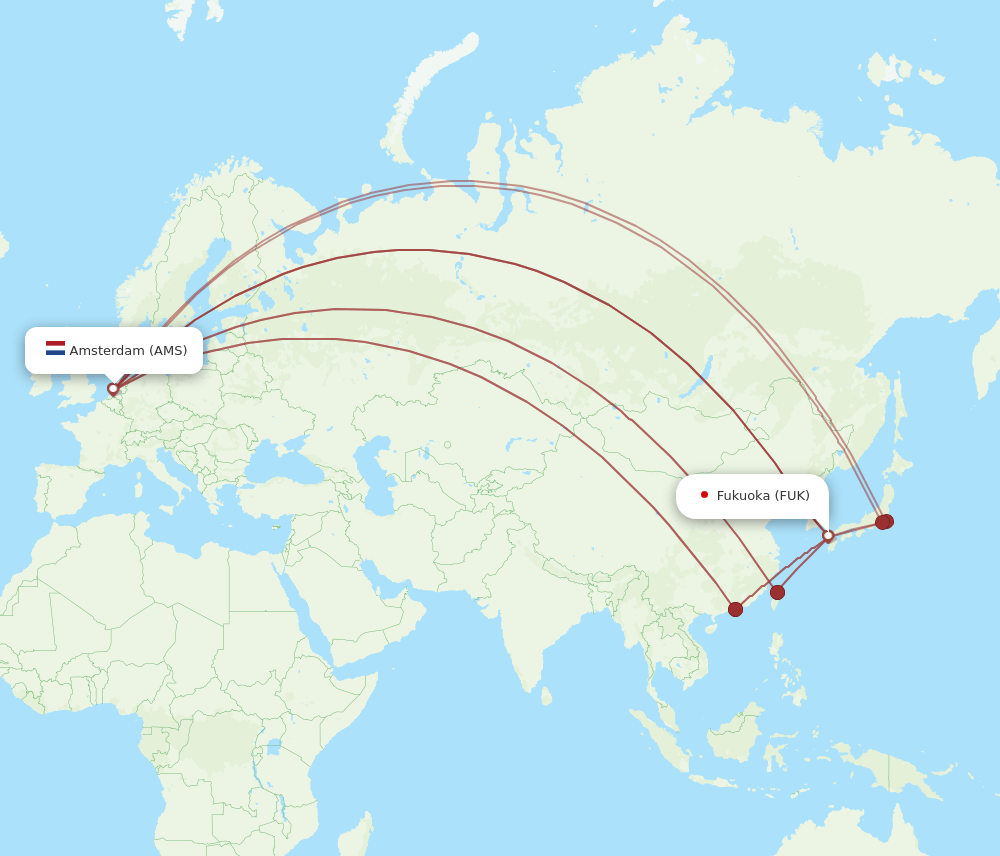 FUK-AMS flight routes
