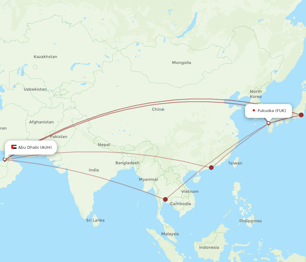 FUK-AUH flight routes
