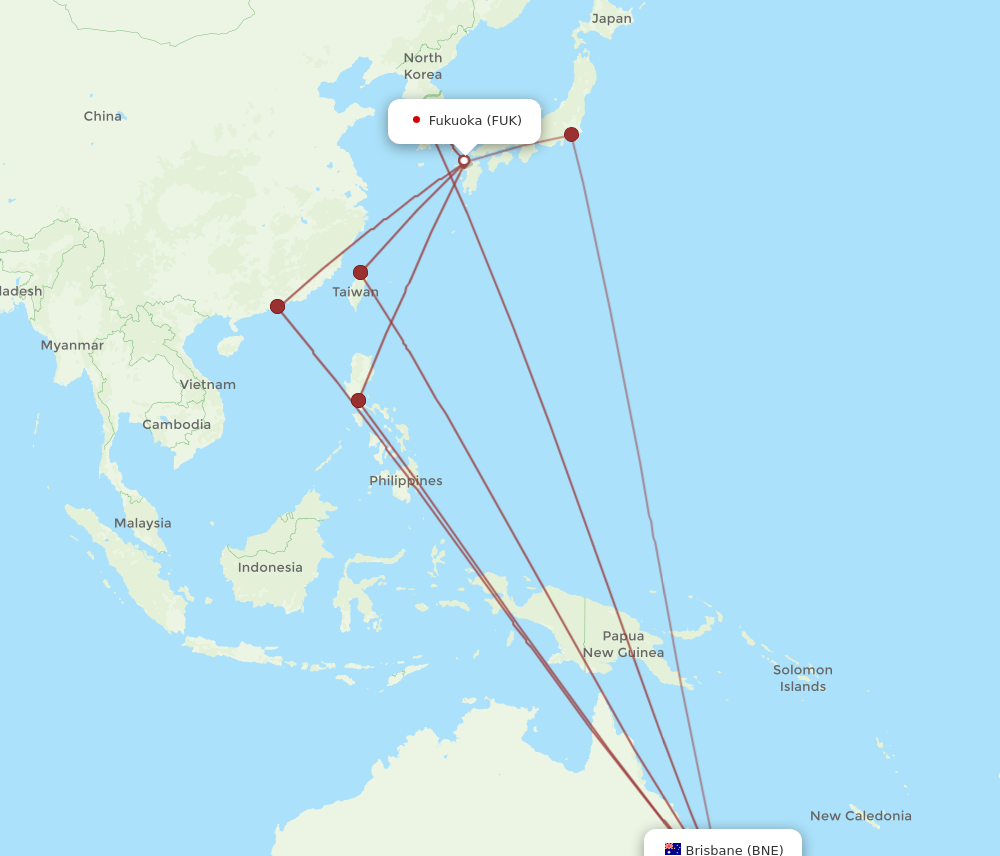 FUK to BNE flights and routes map