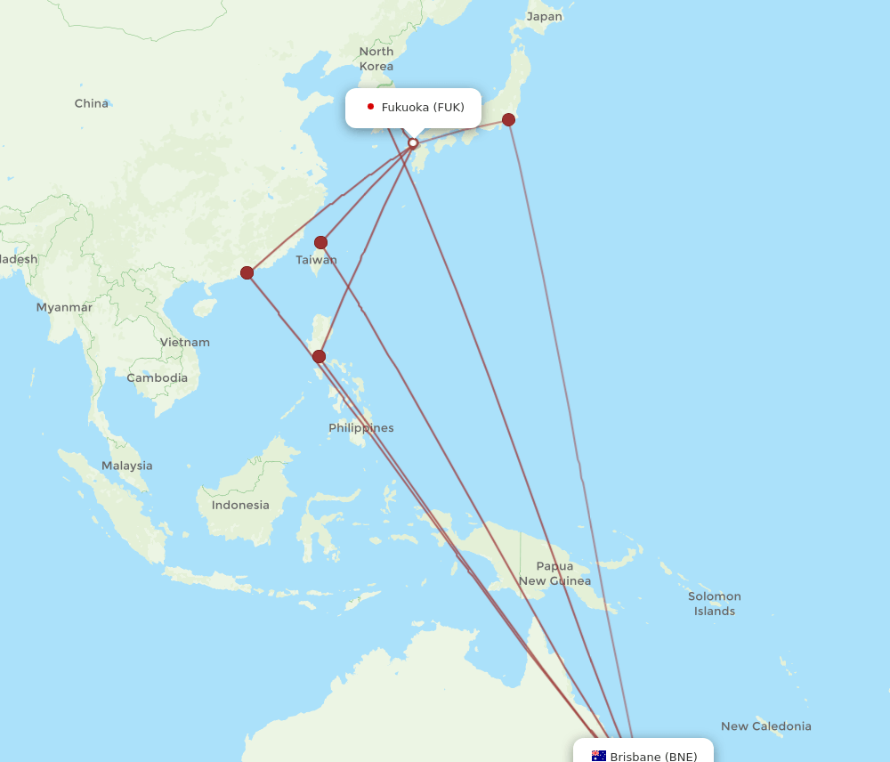 FUK-BNE flight routes