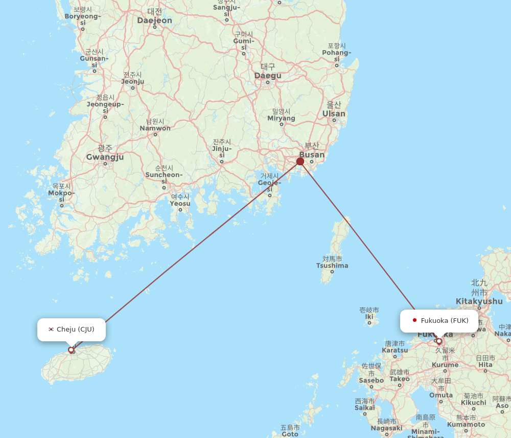FUK-CJU flight routes
