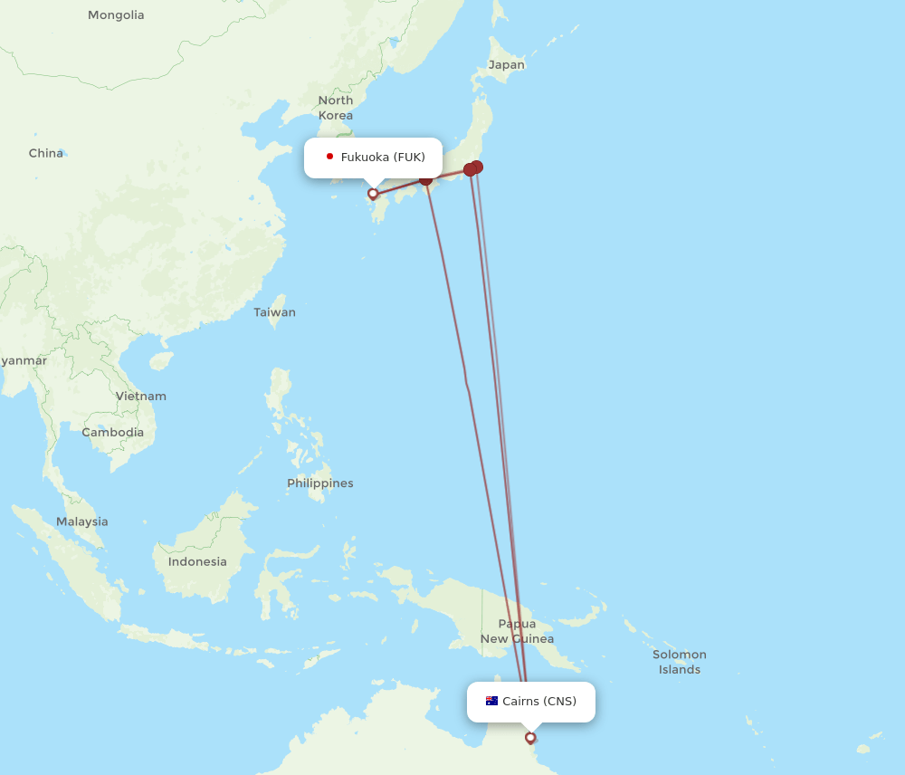 FUK-CNS flight routes