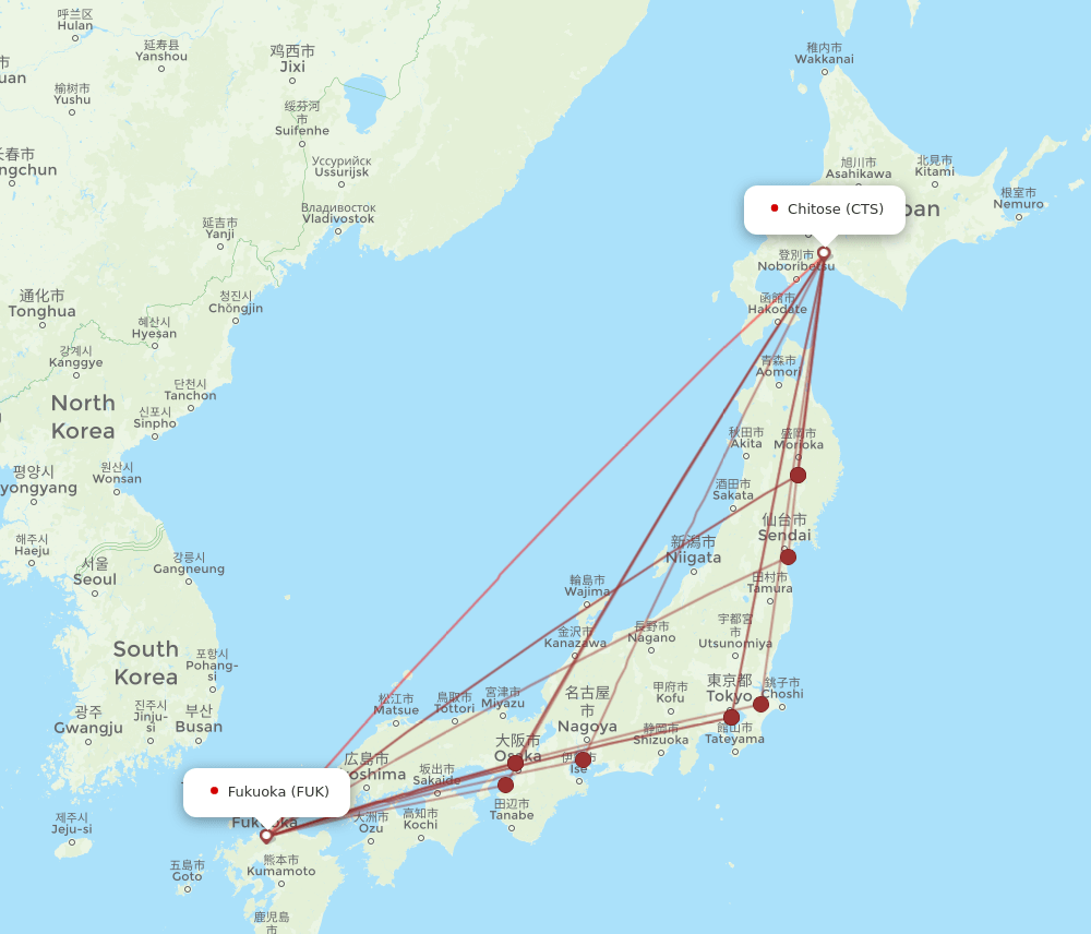 FUK to CTS flights and routes map