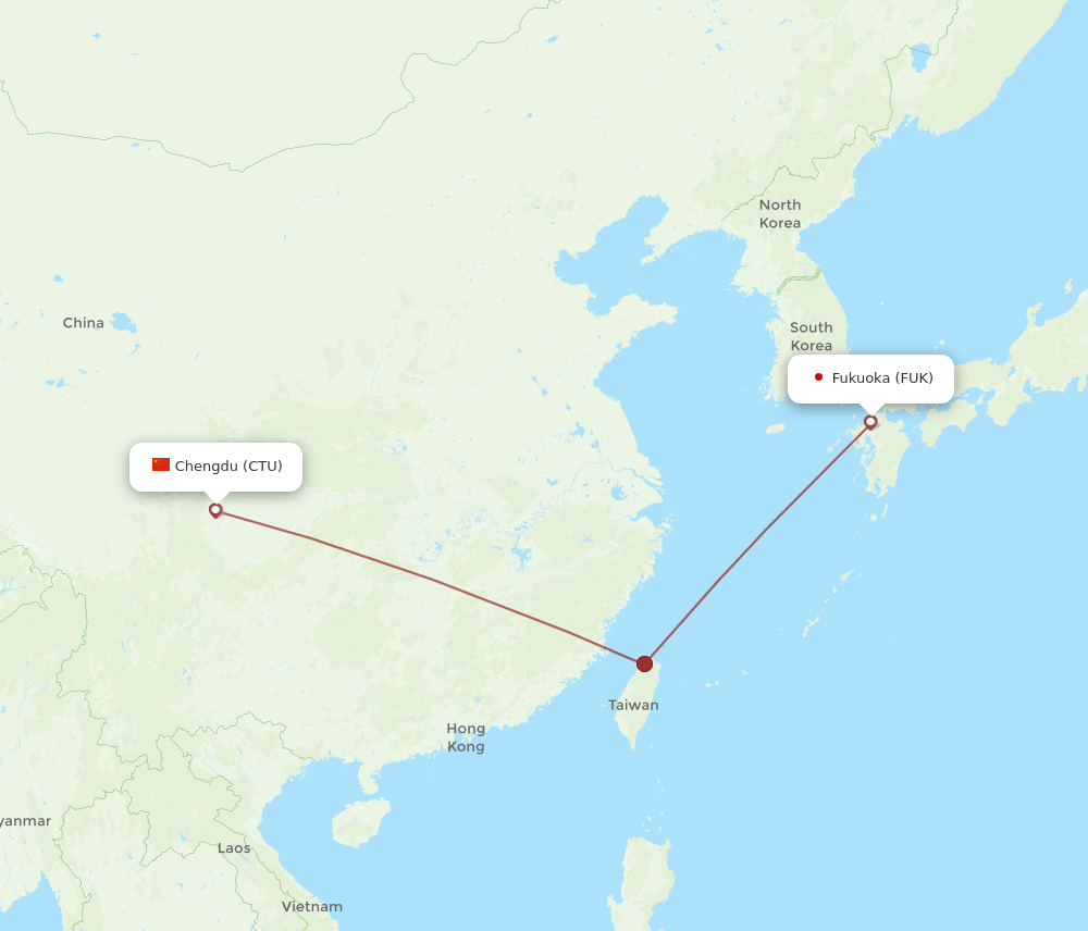 FUK to CTU flights and routes map