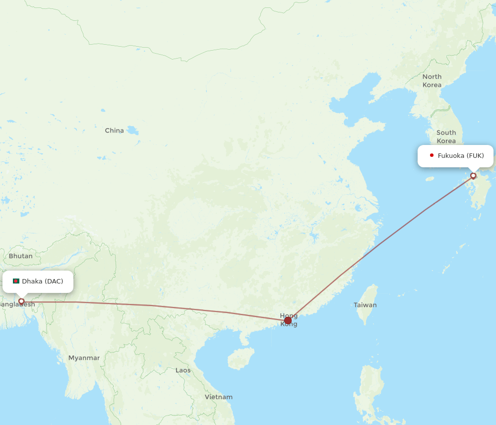 FUK-DAC flight routes