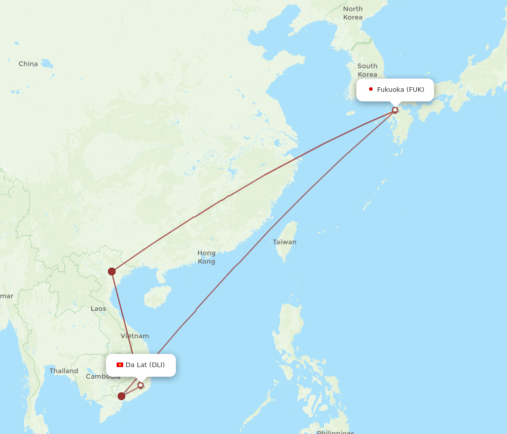 FUK-DLI flight routes