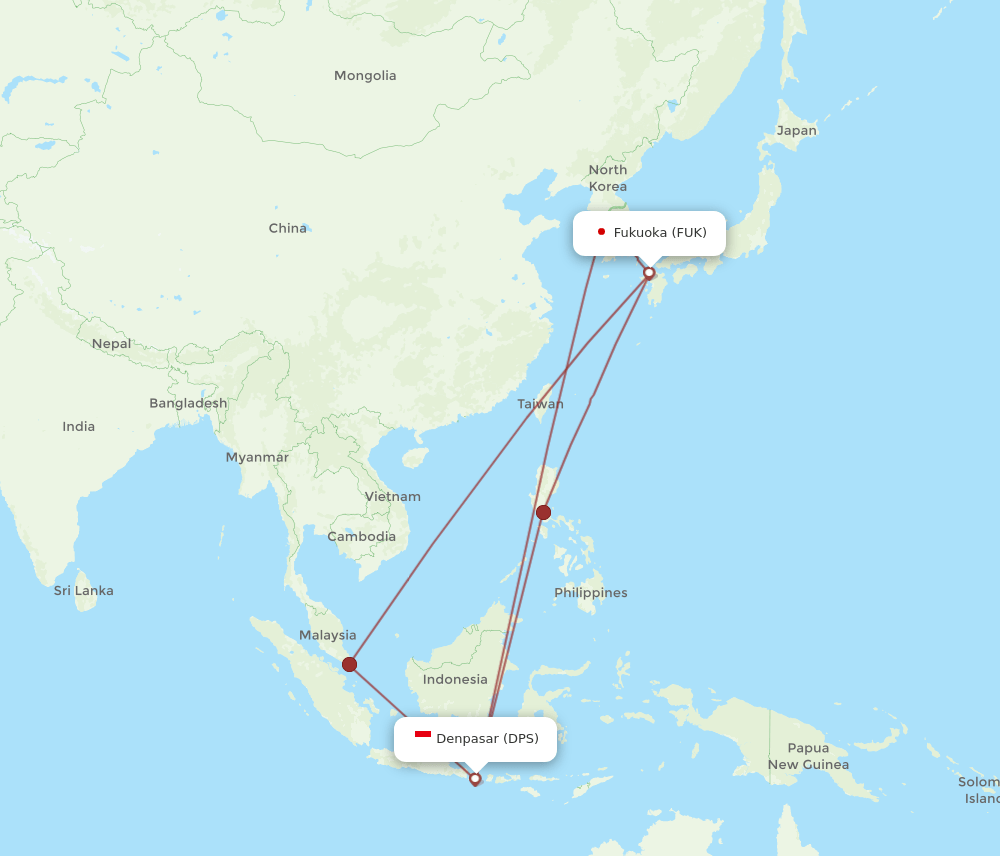 FUK-DPS flight routes